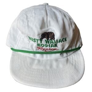 Rusty Wallace Kodiak Racing USA Made 1989 Snapback Hat Cap Men White